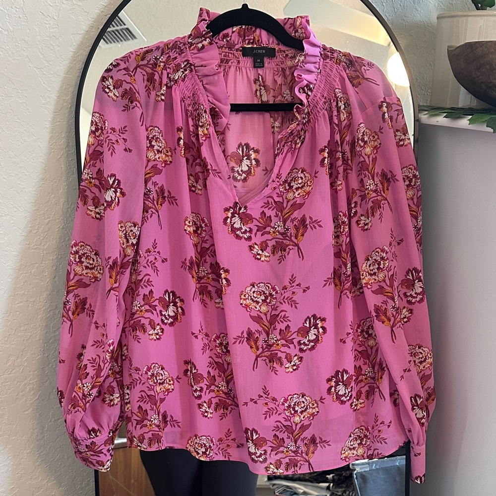 J. Crew Floral Pink Women's Top